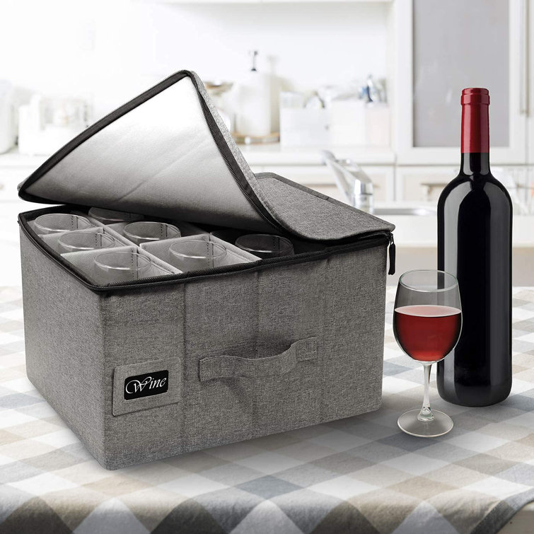 Sorbus Wine Glasses Storage Box Grey & Reviews Wayfair